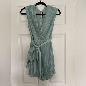 Zara pleated blue jumpsuit with belt